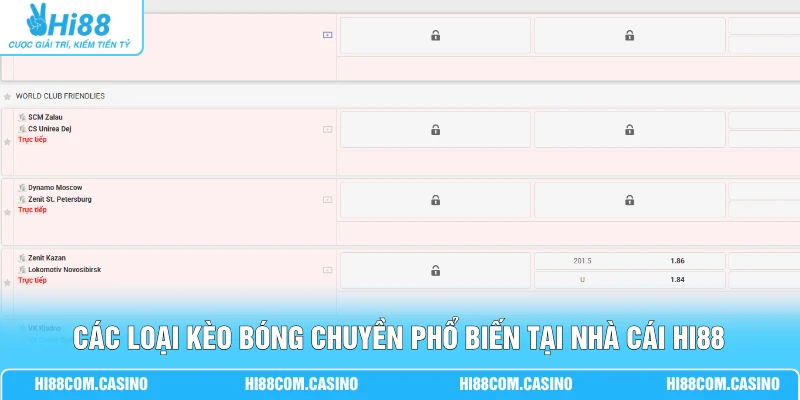 Các loại kèo bóng chuyền phổ biến tại nhà cái Hi88