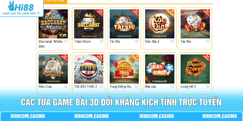 Các tựa game bài 3D đối kháng kịch tính trực tuyến
