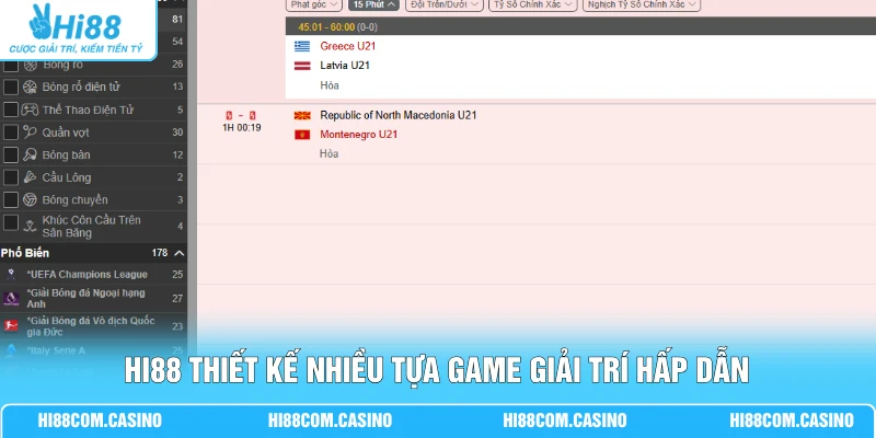 Hi88 thiết kế nhiều tựa game giải trí hấp dẫn