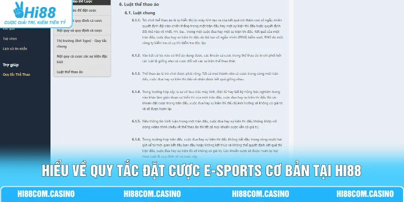 Hiểu về quy tắc đặt cược E-Sports cơ bản tại Hi88