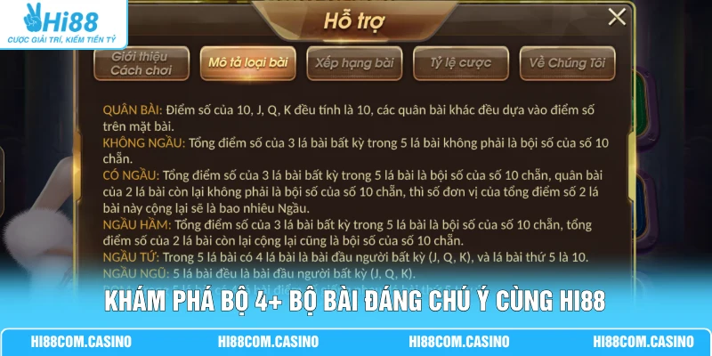 Ngầu Hầm - Cuộc Đua Mức Thưởng 50K, 100K Đến 1 Triệu 2 Khám phá bộ 4+ bộ bài đáng chú ý cùng Hi88