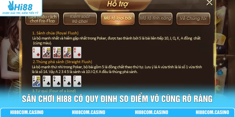 Xì Tố - Nắm Vững 4 Cách Chơi Cơ Bản Cho Hội Viên Mới 2 Sân chơi Hi88 có quy định so điểm vô cùng rõ ràng