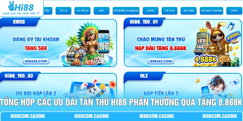 Tổng Hợp Các Ưu Đãi Tân Thủ Hi88 Phần Thưởng Quà Tặng 8.888K 1 Tổng Hợp Các Ưu Đãi Tân Thủ Hi88 Phần Thưởng Quà Tặng 8.888K