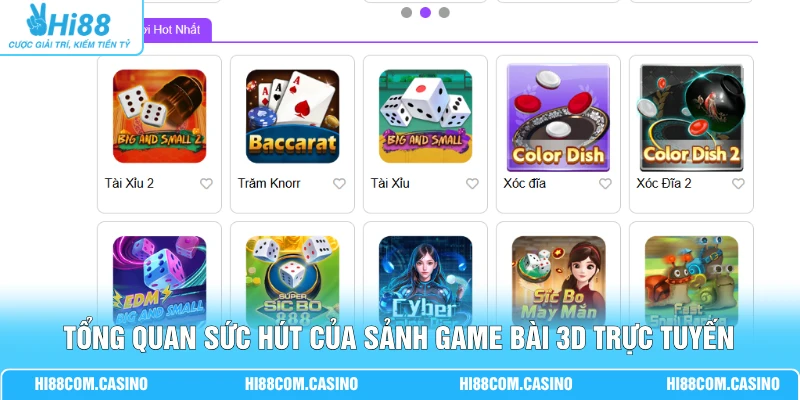 Tổng quan sức hút của sảnh game bài 3D trực tuyến